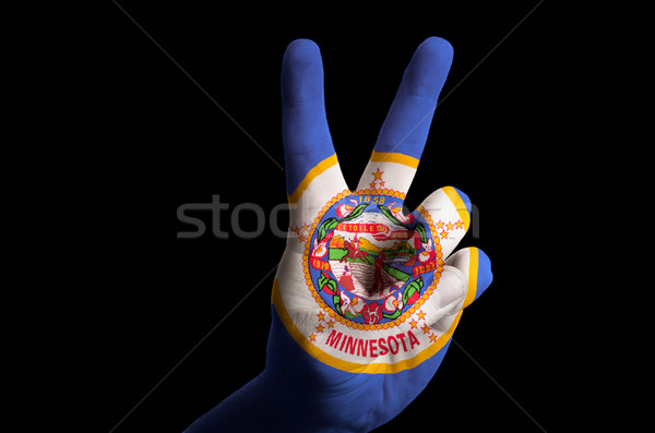 minnesota us state flag two finger up gesture for victory and wi Stock photo © vepar5