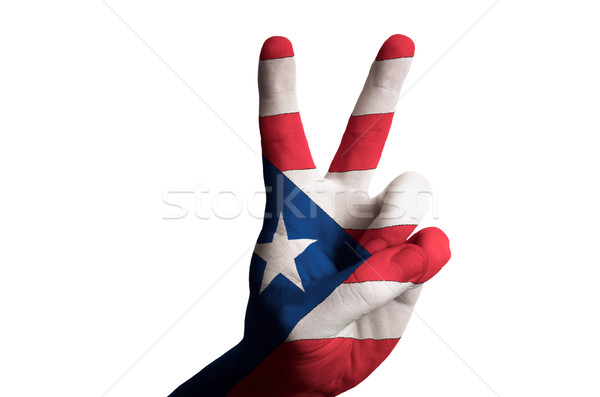 puertorico national flag two finger up gesture for victory and w Stock photo © vepar5