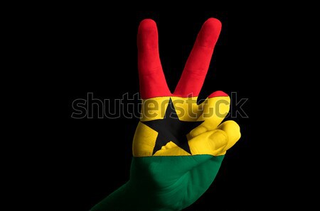 ghana national flag two finger up gesture for victory and winner Stock photo © vepar5