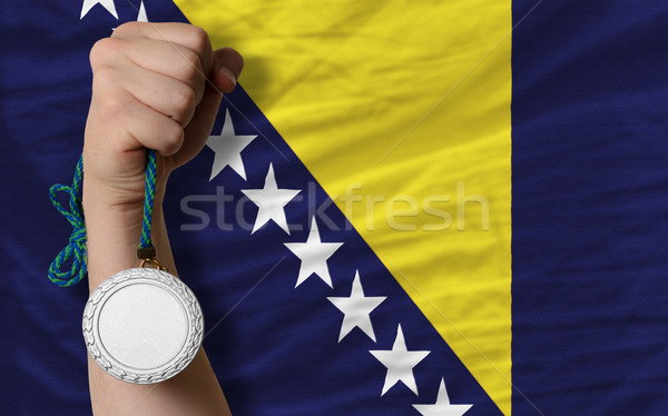 Foto stock: Plata · medalla · deporte · bandera · Bosnia · Herzegovina