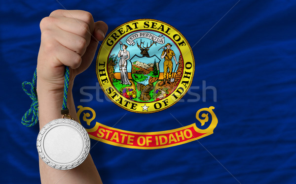 Stockfoto: Zilver · medaille · sport · vlag · amerikaanse · Idaho