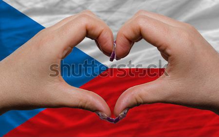 Heart and love gesture showed by hands over flag of holland back Stock photo © vepar5