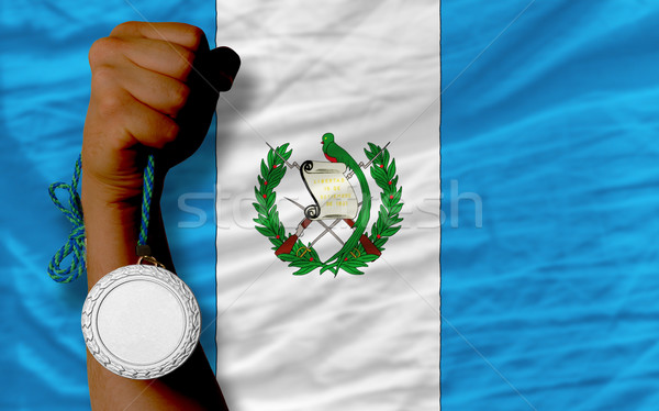 Silver medal for sport and  national flag of guatemala    Stock photo © vepar5