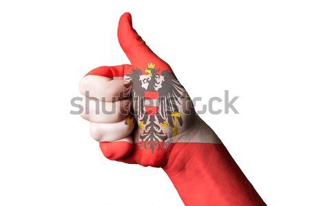 Stock fotó: Ausztria · zászló · hüvelykujj · felfelé · kézmozdulat · kiválóság