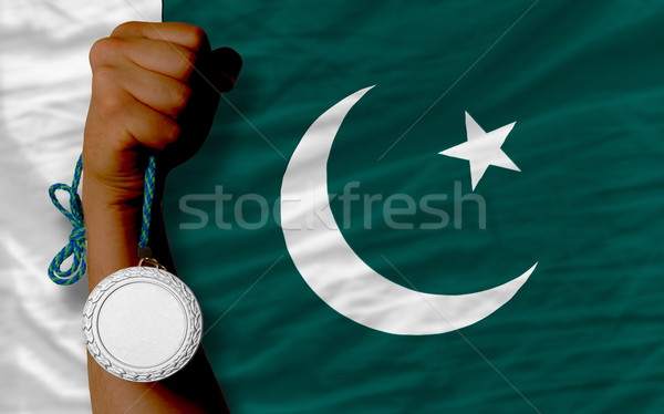 серебро медаль спорт флаг Пакистан Сток-фото © vepar5