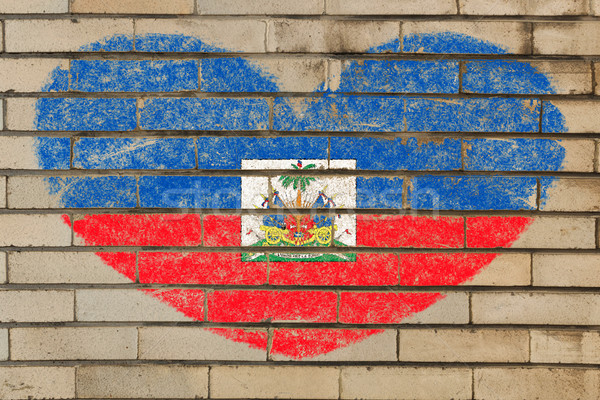 heart shape flag of Haiti on brick wall Stock photo © vepar5