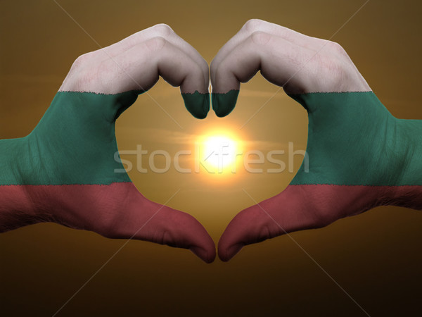 Heart and love gesture by hands colored in bulgaria flag during  Stock photo © vepar5