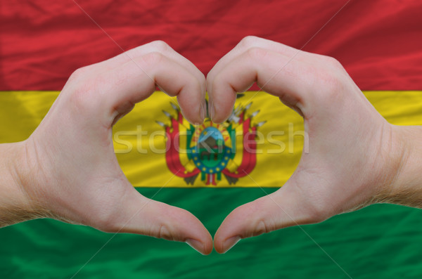 Herz Liebe Geste Hände Flagge Bolivien Stock foto © vepar5