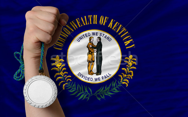 Srebrny medal sportu banderą amerykański Kentucky Zdjęcia stock © vepar5