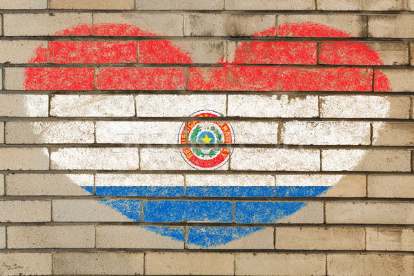 Szív alak zászló Paraguay téglafal szív alakú Stock fotó © vepar5