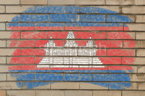 flag of cambodia on grunge brick wall painted with chalk   Stock photo © vepar5