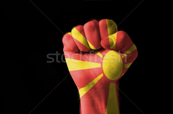 Yumruk boyalı renkler Makedonya bayrak düşük Stok fotoğraf © vepar5