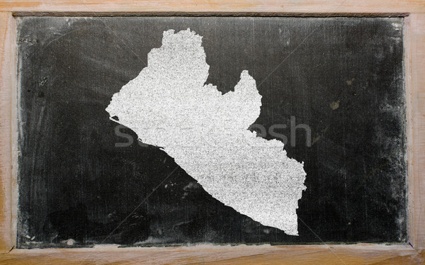 Stock photo: outline map of liberia on blackboard 