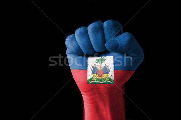 Vuist geschilderd kleuren Haïti vlag laag Stockfoto © vepar5