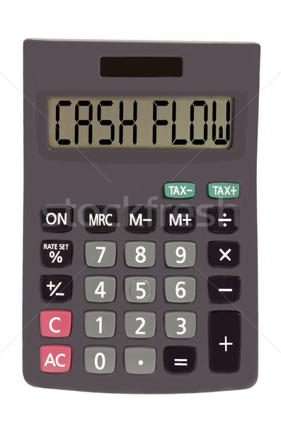 Vechi calculator alb text fluxul de numerar Imagine de stoc © vepar5