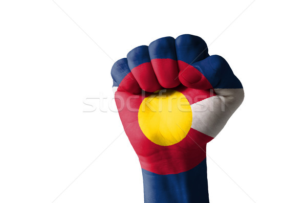 Fist painted in colors of us state of colorado flag Stock photo © vepar5