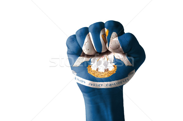 Fist painted in colors of us state of louisiana flag Stock photo © vepar5