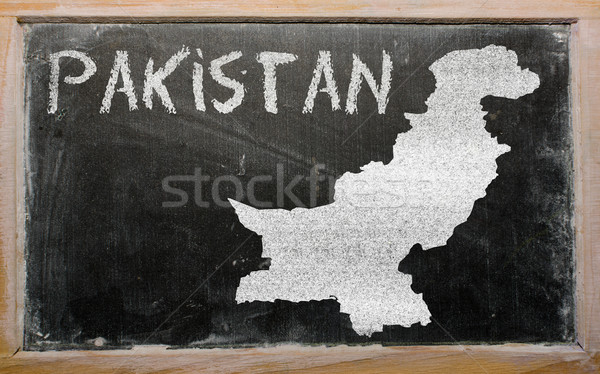 Gliederung Karte Pakistan Tafel Zeichnung gezeichnet Stock foto © vepar5