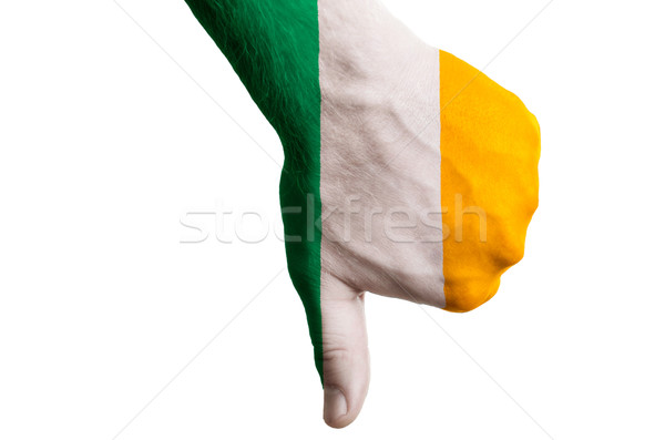 ireland national flag thumb down gesture for failure made with h Stock photo © vepar5