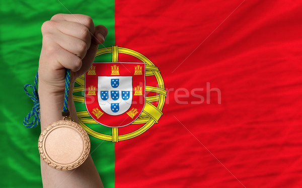 Brąz medal sportu banderą Portugalia Zdjęcia stock © vepar5