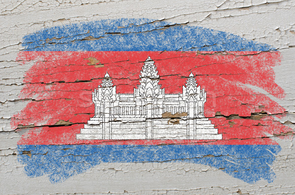 flag of cambodia on grunge wooden texture painted with chalk   Stock photo © vepar5
