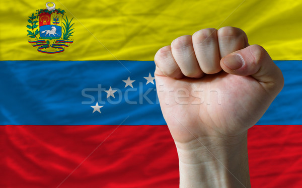 Stockfoto: Vuist · Venezuela · vlag · macht · compleet · geheel