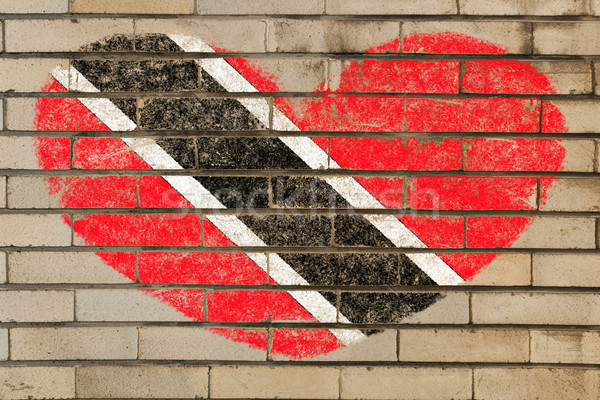 heart shape flag of trinidad and tobago on brick wall Stock photo © vepar5
