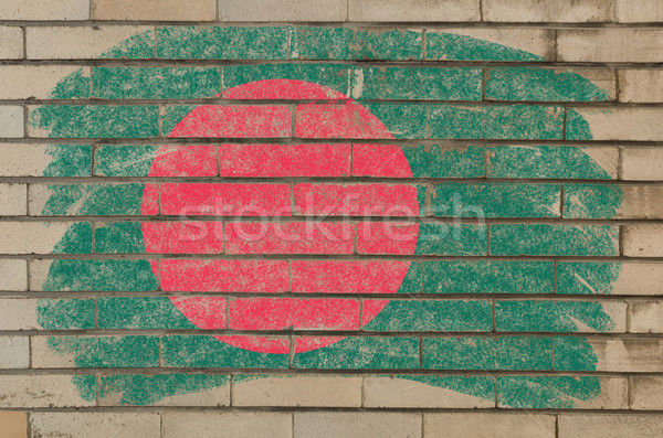 Zászló Banglades grunge téglafal festett kréta Stock fotó © vepar5