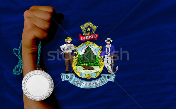 Silver medal for sport and  flag of american state of maine    Stock photo © vepar5