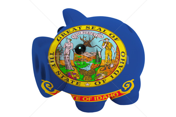 piggy rich bank in colors  flag of american state of idaho    fo Stock photo © vepar5
