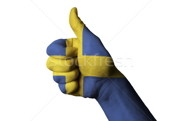 sweden national flag thumb up gesture for excellence and achieve Stock photo © vepar5