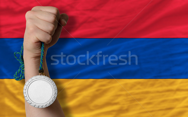 Silver medal for sport and  national flag of armenia    Stock photo © vepar5