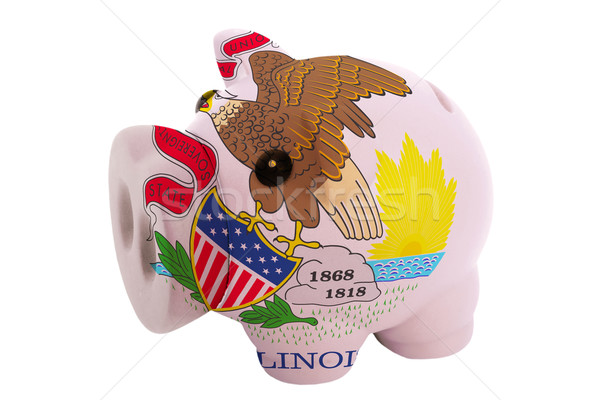 piggy rich bank in colors  flag of american state of illinois    Stock photo © vepar5