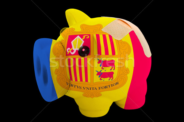 bankrupt piggy rich bank in colors of national flag of andorra   Stock photo © vepar5