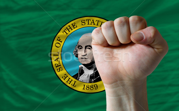 us state flag of washington with hard fist in front of it symbol Stock photo © vepar5