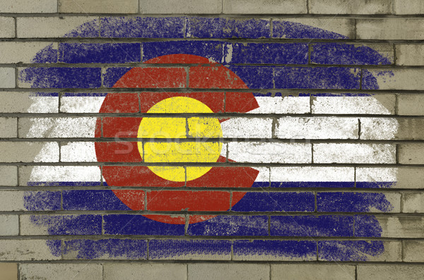 grunge flag of US state of colorado on brick wall painted with c Stock photo © vepar5