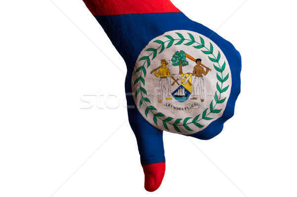 belize national flag thumb down gesture for failure made with ha Stock photo © vepar5