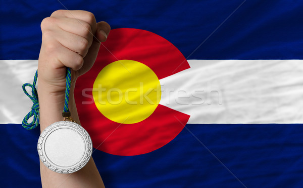 Silver medal for sport and  flag of american state of colorado   Stock photo © vepar5