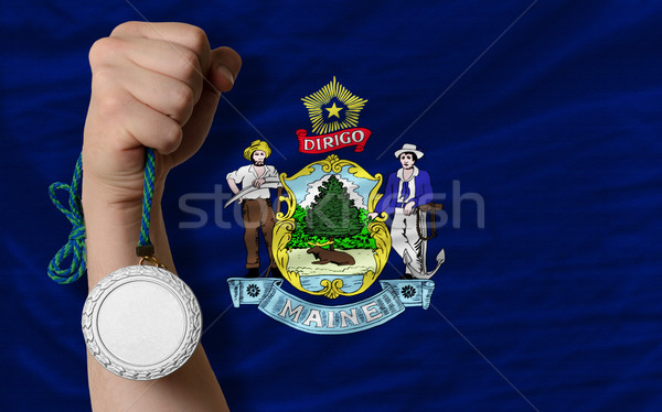 Silver medal for sport and  flag of american state of maine    Stock photo © vepar5