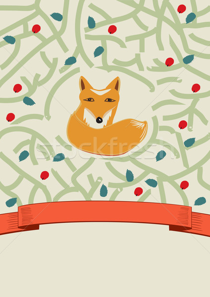 Little fox in a forest card design Stock photo © veralub