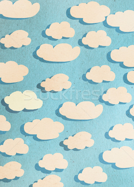 Ciel bleu pelucheux blanche nuages papier collage [[stock_photo]] © veralub