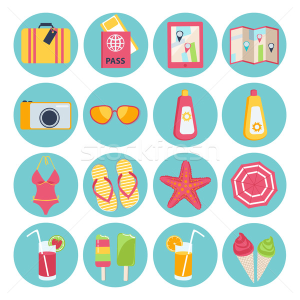 Set of summer vacation icons Stock photo © veralub