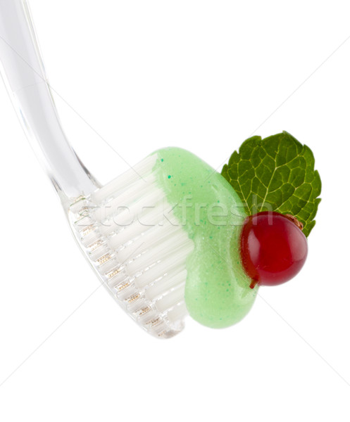 Brosse à dents dentifrice pâle vert Berry feuille [[stock_photo]] © veralub