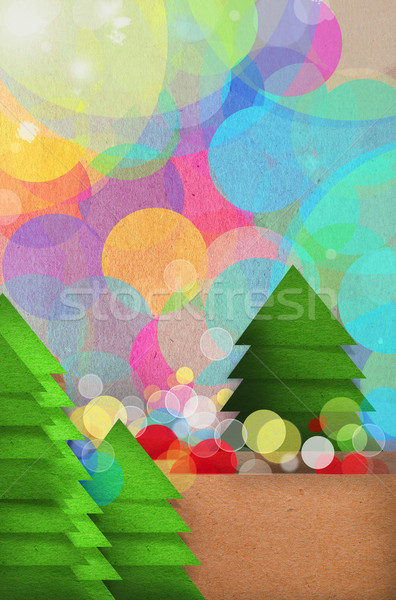 Feestelijk kerstboom ontwerp papier collage groene Stockfoto © veralub