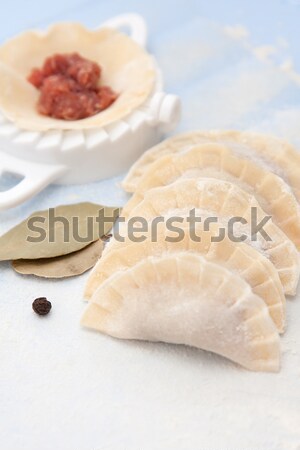 Boiled pelmenin or meat dumplings Stock photo © veralub