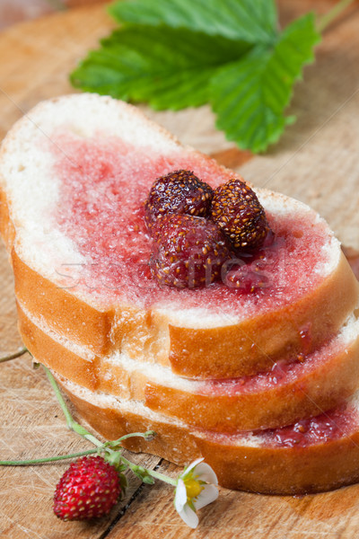 Stock foto: Frischen · Brot · Erdbeere · Marmelade · Scheiben