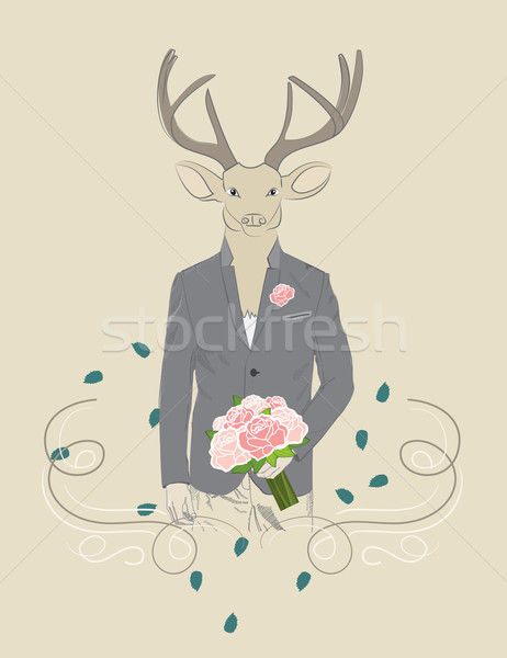 Vintage illustration of a deer in a suit Stock photo © veralub