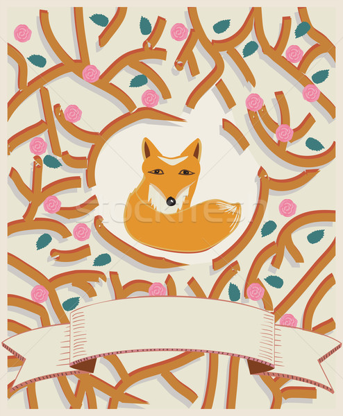 Little fox in a forest card design Stock photo © veralub