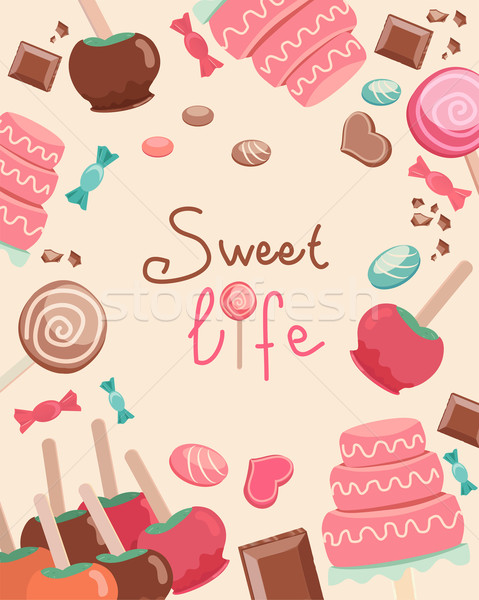 Sweet vie texte bonbons graphiques design graphique [[stock_photo]] © veralub