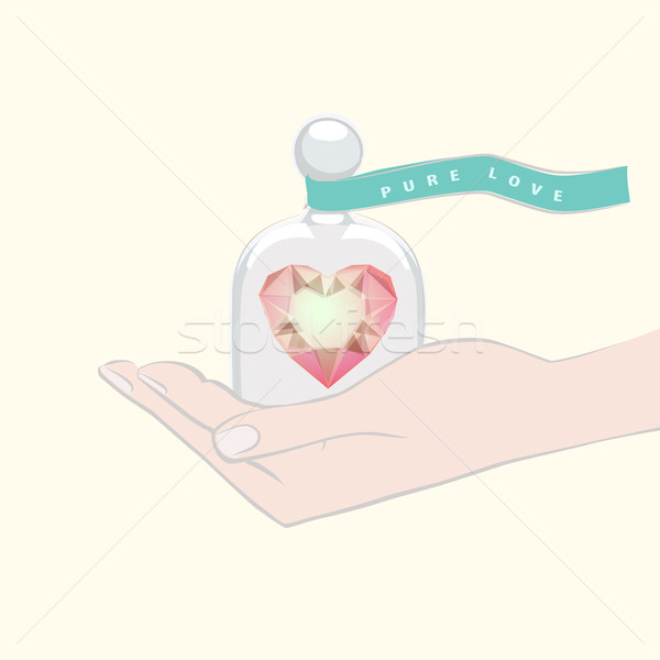 Hand giving the gift of a heart under a glass dome Stock photo © veralub